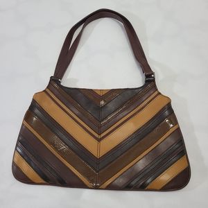 BCBG Max Azria Chevron Brown-Tan‎ Shoulder Purse